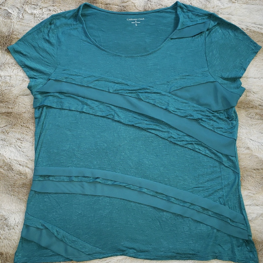 Coldwater Creek 16 turquoise green textured scoop